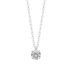 copie de Collier solitaire zirconium - 5 MM - Argent Rhodié - Haute fantaisie - Design Français depuis 1954 