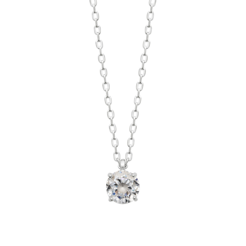 copie de Collier solitaire zirconium - 5 MM - Argent Rhodié - Haute fantaisie - Design Français depuis 1954 