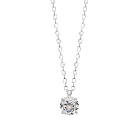 copie de Collier solitaire zirconium - 5 MM - Argent Rhodié - Haute fantaisie - Design Français depuis 1954 