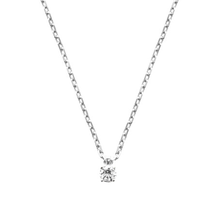 Collier solitaire zirconium - 3 MM - Argent Rhodié - Haute fantaisie - Design Français depuis 1954 