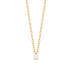 Collier solitaire zirconium -  Plaqué Or – Haute fantaisie · Design Français depuis 1954 
