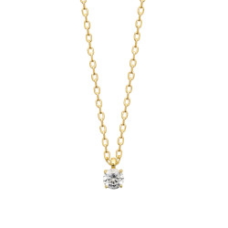 Collier solitaire zirconium -  4 MM - Plaqué Or – Haute fantaisie · Design Français depuis 1954 