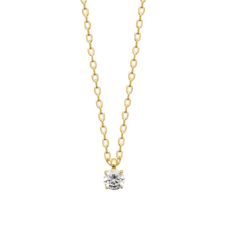 Collier solitaire zirconium -  4 MM - Plaqué Or – Haute fantaisie · Design Français depuis 1954 