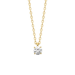 Collier solitaire zirconium -  5 MM - Plaqué Or – Haute fantaisie · Design Français depuis 1954 