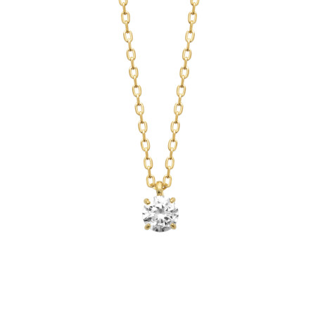 Collier solitaire zirconium -  5 MM - Plaqué Or – Haute fantaisie · Design Français depuis 1954 