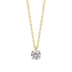 Collier solitaire zirconium -  6 MM - Plaqué Or – Haute fantaisie · Design Français depuis 1954 