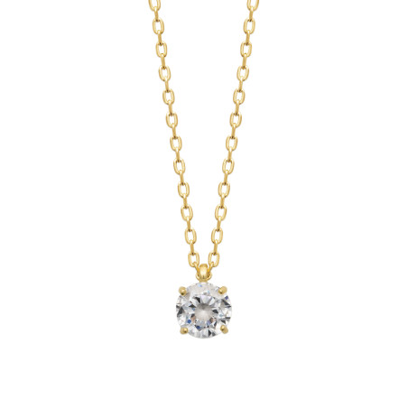 Collier solitaire zirconium -  6 MM - Plaqué Or – Haute fantaisie · Design Français depuis 1954 